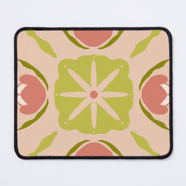 Item preview, Folk Floral Tile Pink Green — Blue Lemon Studio Original Illustration designed and sold by BluelemonStudio.