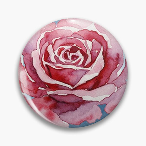 Item preview, Bold Crimson Rose on Blue Watercolor Stripes designed and sold by wissal.studio.