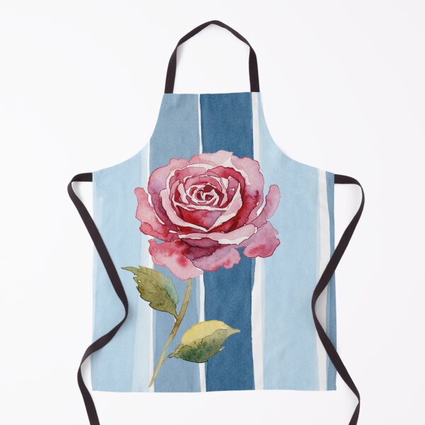 Item preview, Bold Crimson Rose on Blue Watercolor Stripes designed and sold by wissal.studio.