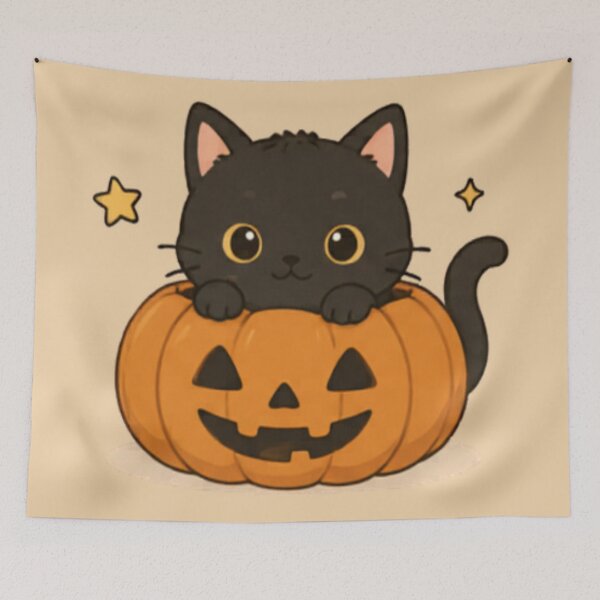 Item preview, Cute Halloween Pumpkin Cat designed and sold by MellowMunchkins.