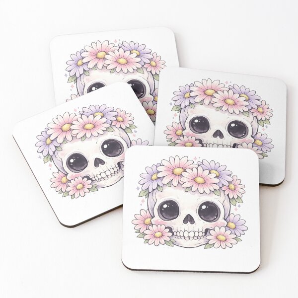 Item preview, Cute Kawaii Skull Daisy Flower Crown Pastel Gothic Design designed and sold by irfanshikh.