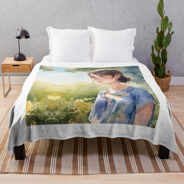 Item preview, Soft Aesthetic Anime Girl Poster – Watercolor Nature Illustration Art Print designed and sold by Artimax-Studio.