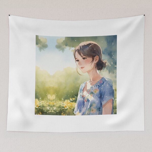 Item preview, Soft Aesthetic Anime Girl Poster – Watercolor Nature Illustration Art Print designed and sold by Artimax-Studio.