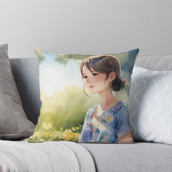 Item preview, Soft Aesthetic Anime Girl Poster – Watercolor Nature Illustration Art Print designed and sold by Artimax-Studio.