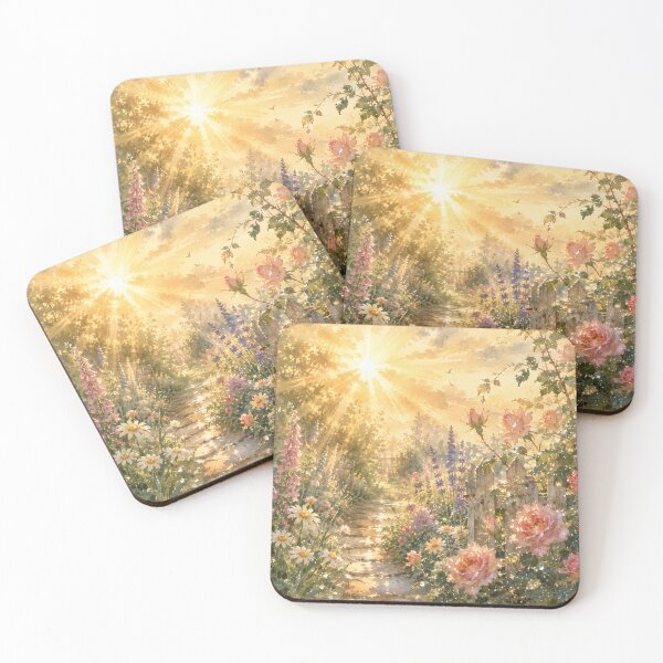 Item preview, Morning Light After Rain | Sunlit Cottage Garden Landscape designed and sold by Bound for Wonder.