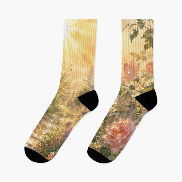 Item preview, Morning Light After Rain | Sunlit Cottage Garden Landscape designed and sold by Bound for Wonder.