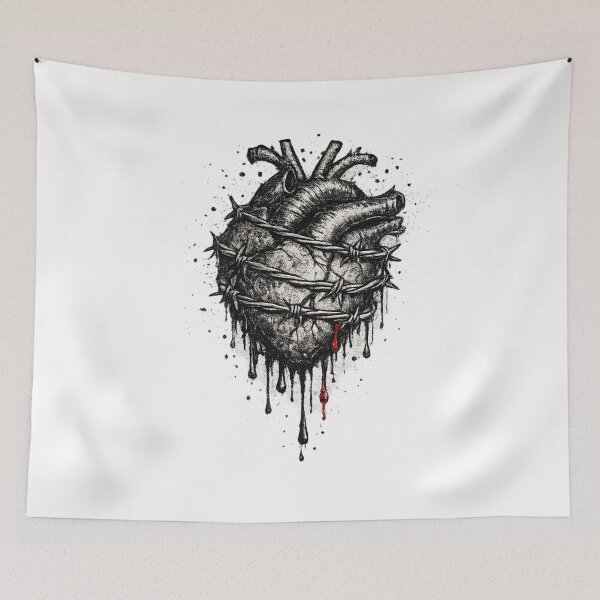 Item preview, Barbed Wire Heart Dark Gothic Tattoo Style Bleeding Heart Design designed and sold by irfanshikh.
