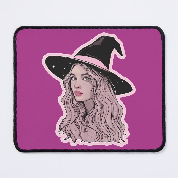 Item preview, witch with a hat with a pink band designed and sold by Marie Colençon.