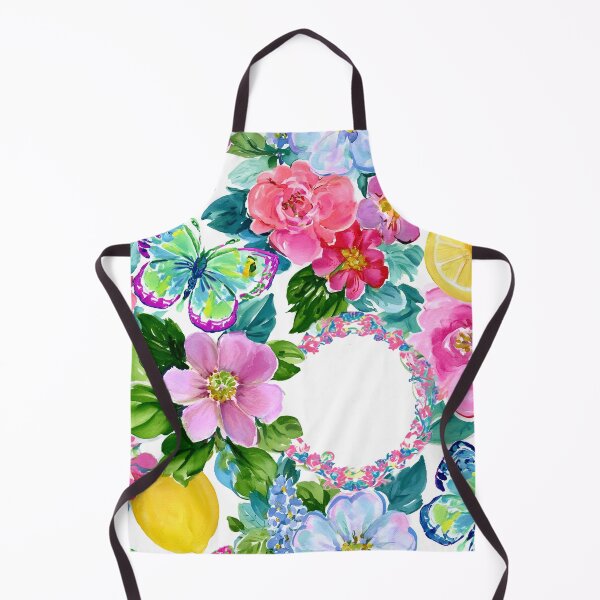 Item preview, Preppy flowers, lemons and butterflies watercolor painting designed and sold by SophieClimaArt.