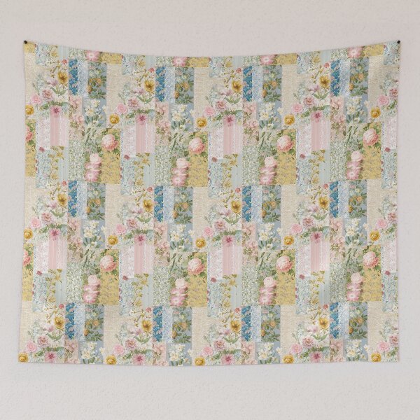 Item preview, Vintage Floral Patchwork Collage Pattern designed and sold by Kritiveemporio.