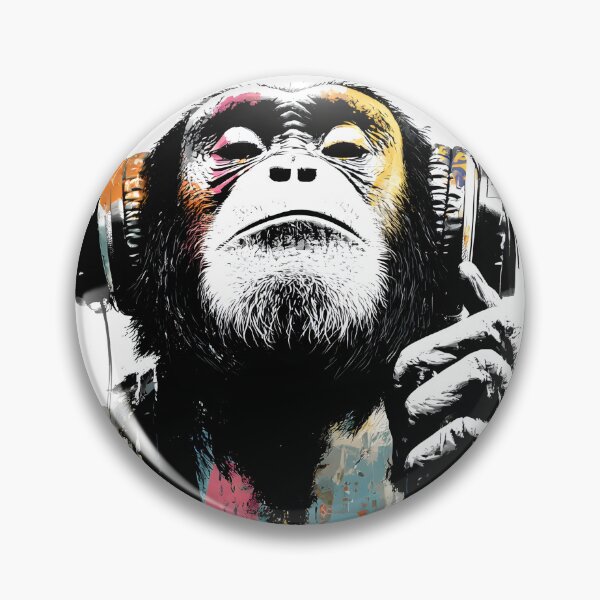 Item preview, DJ Monkey Aesthetic Ape With Headphones Stencil Drawing designed and sold by GrinGalore.