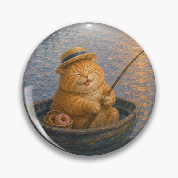Item preview, Cute and Chonky Orange Tabby Cat Donut Fishing Daydreamscape designed and sold by Mindworx21.