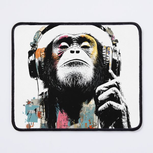 Item preview, DJ Monkey Aesthetic Ape With Headphones Stencil Drawing designed and sold by GrinGalore.