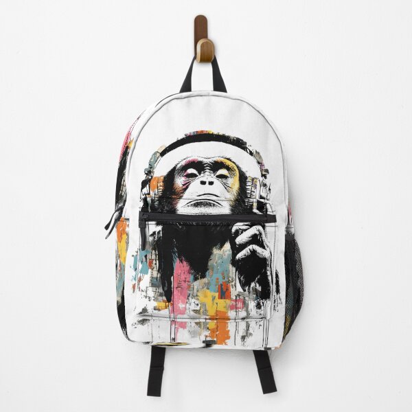 Item preview, DJ Monkey Aesthetic Ape With Headphones Stencil Drawing designed and sold by GrinGalore.