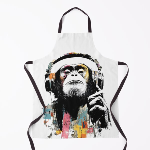 Item preview, DJ Monkey Aesthetic Ape With Headphones Stencil Drawing designed and sold by GrinGalore.