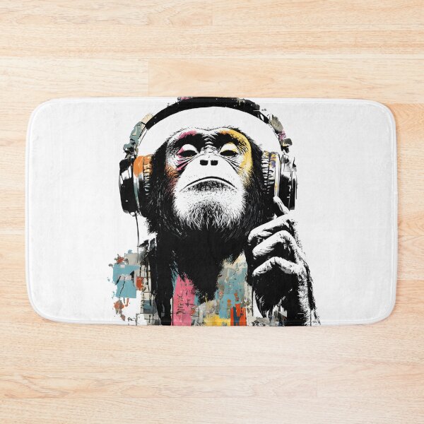 Item preview, DJ Monkey Aesthetic Ape With Headphones Stencil Drawing designed and sold by GrinGalore.