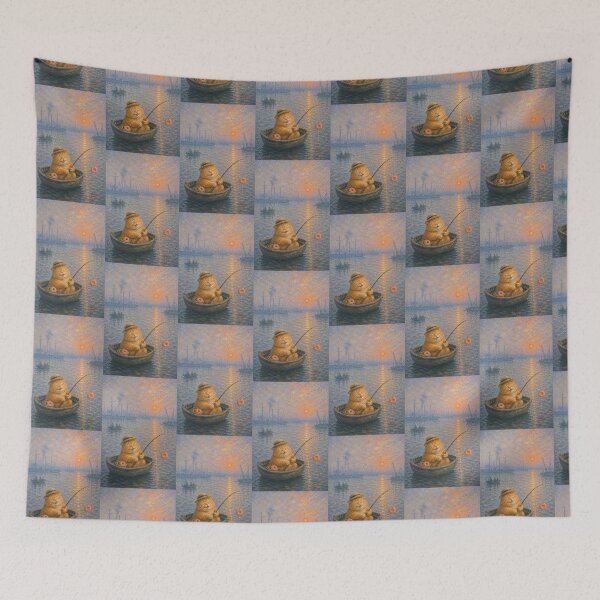 Item preview, Cute and Chonky Orange Tabby Cat Donut Fishing Daydreamscape designed and sold by Mindworx21.