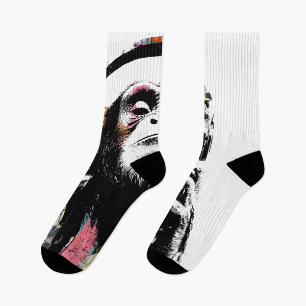 Item preview, DJ Monkey Aesthetic Ape With Headphones Stencil Drawing designed and sold by GrinGalore.