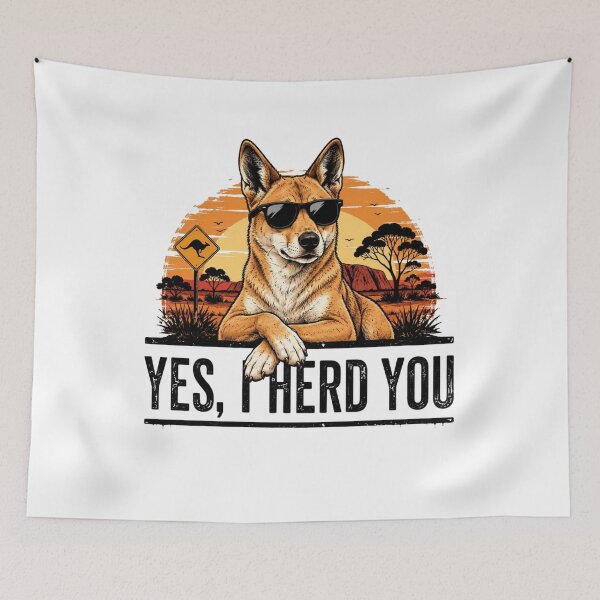 Item preview, Funny Dingo Yes, I Herd You Australian Outback Wildlife Retro  designed and sold by bilal sibgui.