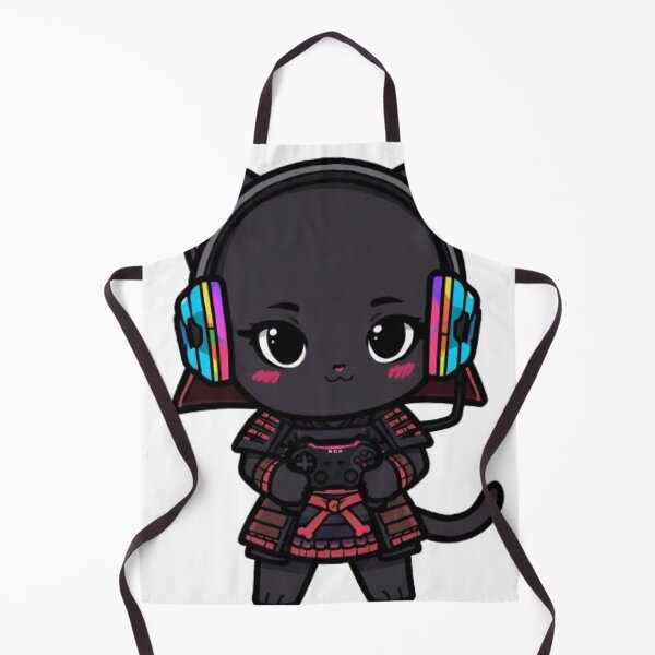 Item preview, Kawaii Samurai Cat Gamer Gift | Cute Black Kitten Gaming Sticker designed and sold by Stylestickers55.