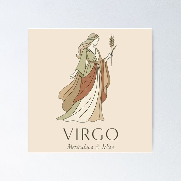 Item preview, Virgo Daily Horoscope – Meticulous & Wise Elegant Zodiac Goddess Design designed and sold by Bhaskar Digital Art.