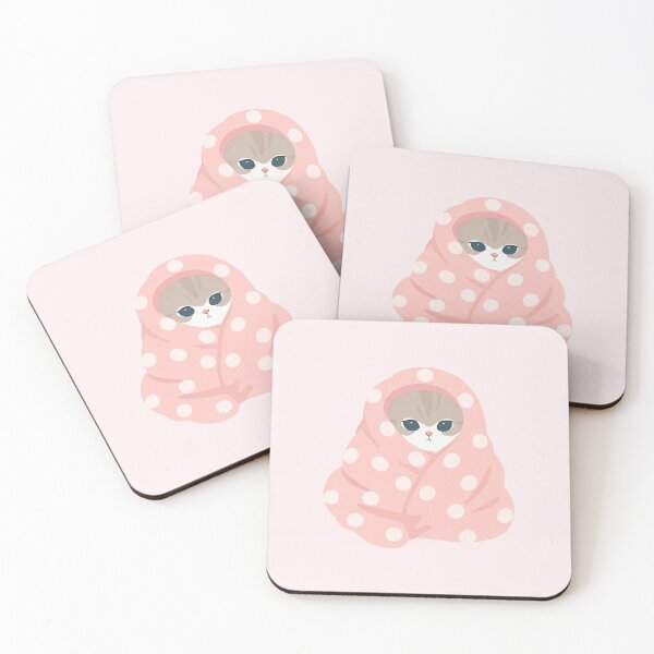 Item preview, Cute Pink Blanket Cat Sticker –Mofusand Cozy Kawaii Kitty designed and sold by Mavie Bloom.
