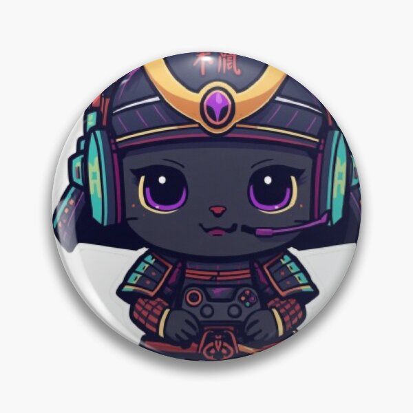 Item preview, Samurai Cat Gaming Sticker | Cute Kawaii Black Kitten with RGB Headset designed and sold by Stylestickers55.