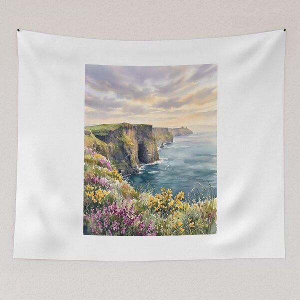 Item preview, beautiful nature vintage watercolor cliff art designed and sold by stikrusak.