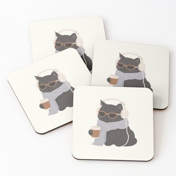 Item preview, Cool Black Cat Sticker – Coffee Lover Cat designed and sold by Art Fly.