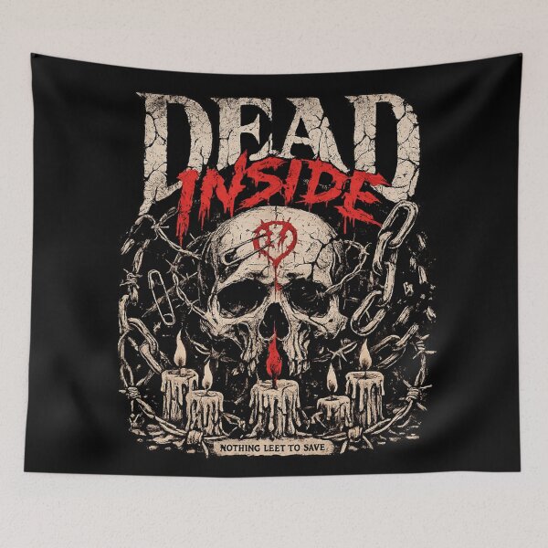 Item preview, Dead Inside Dark Skull Candles Gothic Horror Quote Design designed and sold by irfanshikh.