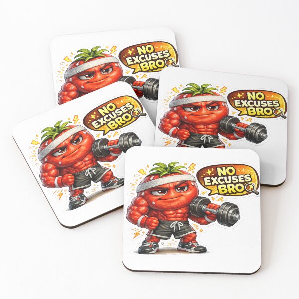 Item preview, No Excuses Bro Gym Tomato Bodybuilder Fitness Mascot designed and sold by Bhinfy.