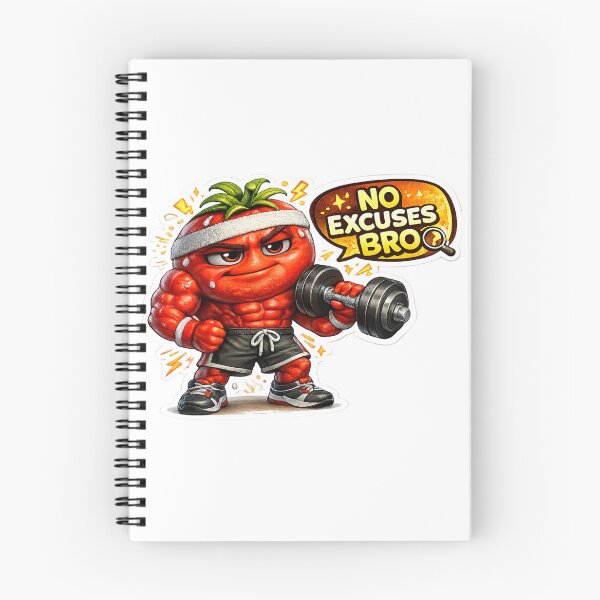 Item preview, No Excuses Bro Gym Tomato Bodybuilder Fitness Mascot designed and sold by Bhinfy.