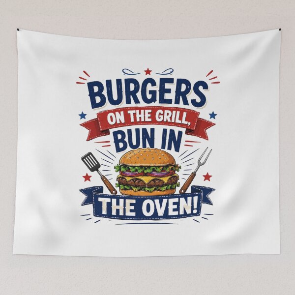 Item preview, Funny Burgers on the Grill Bun in the Oven BBQ Pregnancy Design designed and sold by bilal sibgui.