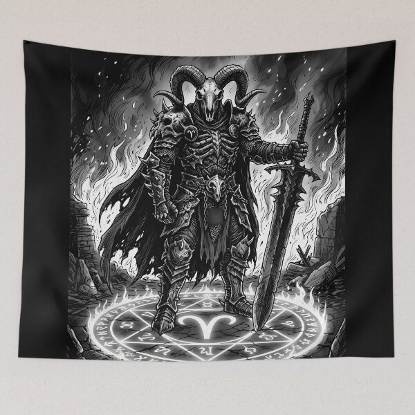 Item preview, Aries Zodiac Dark Fantasy Knight Warrior Horoscope designed and sold by DarkOriginArts.