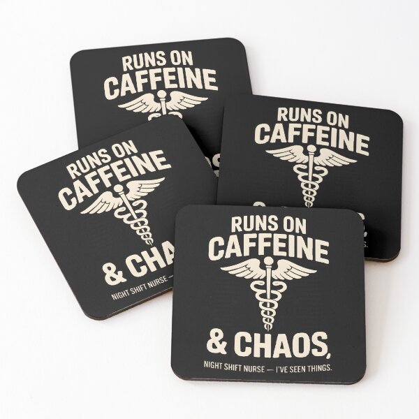 Item preview, Night Shift Nurse Runs On Caffeine And Chaos Caduceus designed and sold by Enea Kelo.