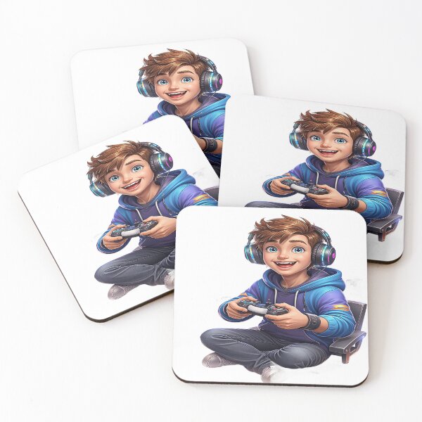 Aperçu de l'œuvre Happy Young Gamer – Smiling Kid Playing Video Games créée et vendue par Artisan Finds Online.