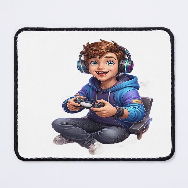Item preview, Happy Young Gamer – Smiling Kid Playing Video Games designed and sold by Artisan Finds Online.