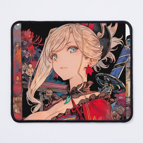 Item preview, Elegant Fantasy Warrior Girl Anime Style – Red Kimono Sword Maiden Art designed and sold by Dyan4.
