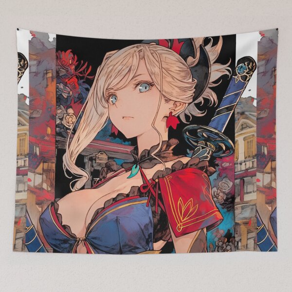 Item preview, Elegant Fantasy Warrior Girl Anime Style – Red Kimono Sword Maiden Art designed and sold by Dyan4.