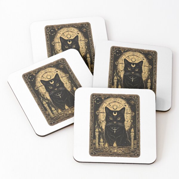 Item preview, Vintage Occult Black Cat Tarot Card Illustration designed and sold by 77Clover.