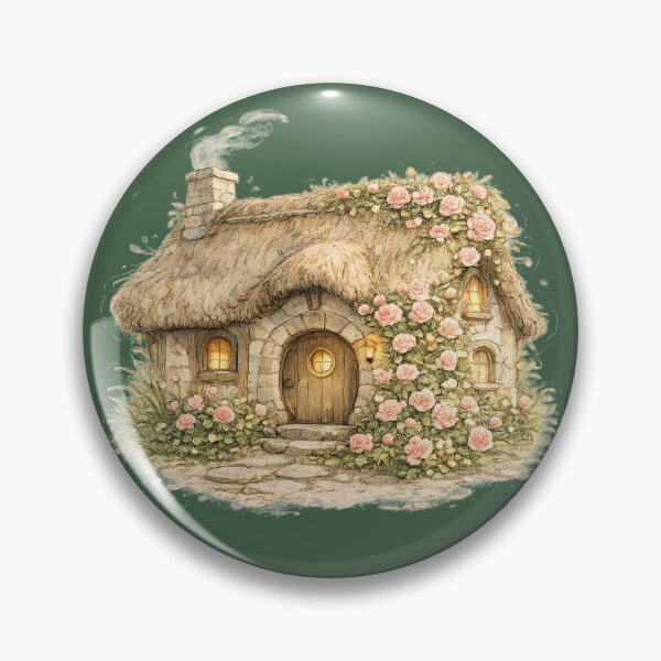 Item preview, Rose-Covered Thatched Cottage Watercolor Cottagecore Storybook Floral  designed and sold by MagicMakerPh⭐⭐⭐⭐⭐.