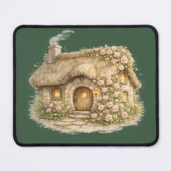 Item preview, Rose-Covered Thatched Cottage Watercolor Cottagecore Storybook Floral  designed and sold by MagicMakerPh⭐⭐⭐⭐⭐.