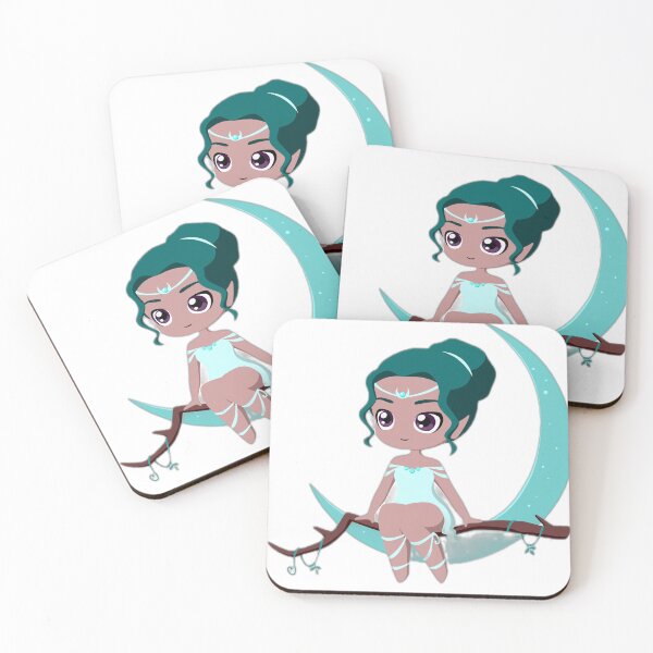 Item preview, Cute Chibi Girl Sitting on a Crescent Moon designed and sold by DailyDoodlesBySumbul.