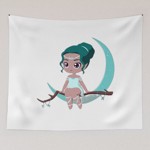 Item preview, Cute Chibi Girl Sitting on a Crescent Moon designed and sold by DailyDoodlesBySumbul.