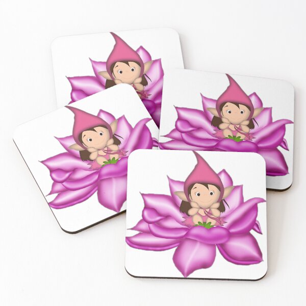 Item preview, Cute Chibi Elf Sitting in a Pink Lotus Flower designed and sold by DailyDoodlesBySumbul.