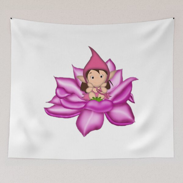 Item preview, Cute Chibi Elf Sitting in a Pink Lotus Flower designed and sold by DailyDoodlesBySumbul.