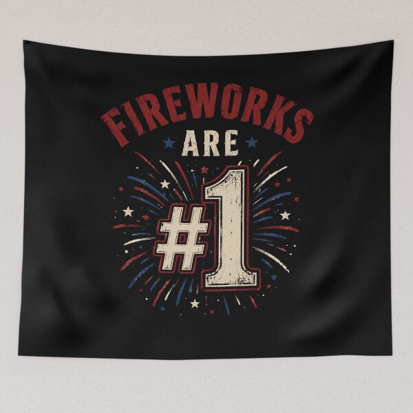 Item preview, Fireworks Are Number 1 Foam Finger 4th of July Funny T-Shirt, Patriotic Fireworks Gift, Independence Day Graphic Tee, USA Celebration designed and sold by THREE LITTLE BEANS.