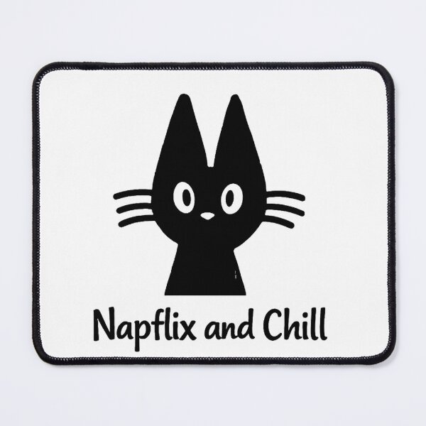 Item preview, Funny Black Cat Napflix and Chill Lazy Doodle designed and sold by Stick It Wear It.