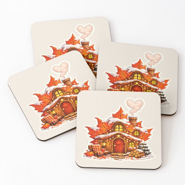Item preview, Cozy Maple Leaf Cottage | Whimsical Autumn Fairy House Cottagecore Illustration designed and sold by Iras-Art-Corner.