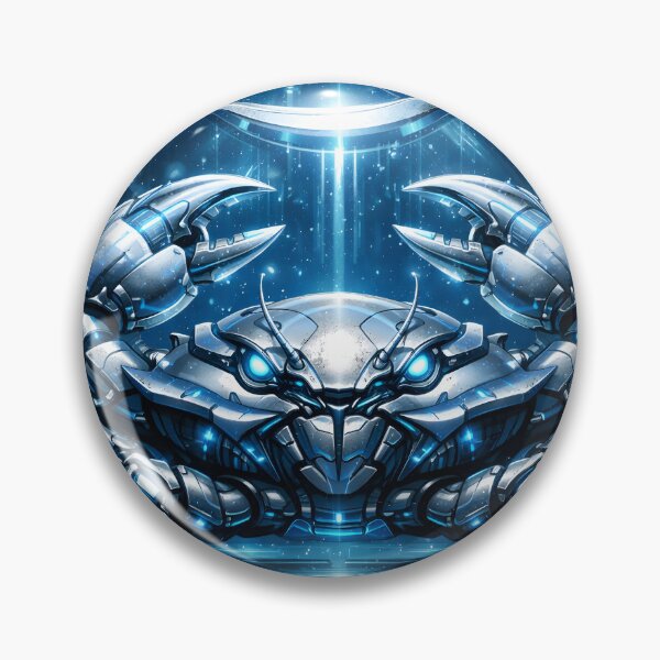 Item preview, Cyberpunk Cancer – Silver Blue Zodiac Crab designed and sold by Neo Tokio.